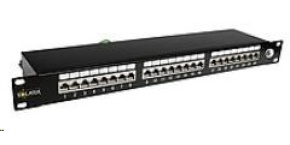 Solarix Patch panel 24 x RJ45 CAT6 STP černý 1U SX24-6-STP-BK