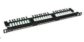 Solarix Patch panel 24xRJ45 CAT5E UTP s vyvazovací lištou černý 0,5U SX24HD-5E-UTP-BK