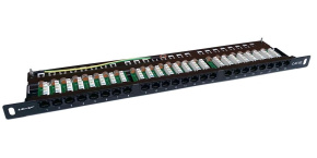 19"/0,5U Patch panel LEXI-Net 24port, UTP, Cat5E, krone, černý