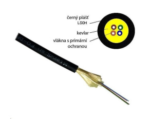 Optický kabel, 9/125µm, 24c, J/A-N(ZN)H, FTTx, DROP, G657, LS0H, 4mm, KDP, 1000m