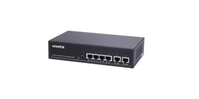 Vivotek PoE switch AW-GEL-065A-060, 4xGE PoE(802.3af/at, PoE budget 60W), 2xGbE RJ-45, extend-mode až 250m(PoE@10Mbps)