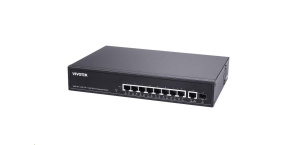 Vivotek PoE switch AW-GEL-105A-110, 8xGE PoE(802.3af/at/bt, PoE budget 110W), 1xGbE RJ-45, 1xSFP 100M/1G slot