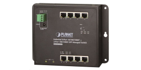 Planet WGS-4215-8T2S switch, správa Web/SNMP, DIN,IP30, -40~75°C, dual DC, fanless