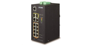 Planet switch IGS-5225-8P2T2S, PoE 8x 1000Base-T, 2x SFP, L2, SNMPv3, ONVIF, -40 až 75°C, 2x DC, IP30, 802.3at 240W