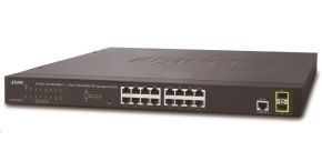 Planet GS-4210-16T2 Switch, L2/L4, 16x 1000Base-T, 2x SFP, Web/SNMPv3, VLAN, QoS, IPv6, fanless