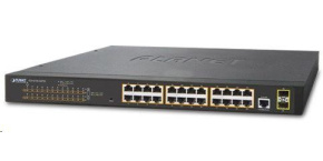 Planet GS-4210-24P2S PoE+ switch 24x 10/100/1000Base-T, 802.3at do 300W, VLAN, SNMP/WEB