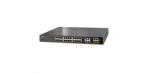 Planet GS-4210-24PL4C PoE+ switch 28x 1000Base-T, 4x SFP, 802.3at do 440W, VLAN, SNMPv3/WEB