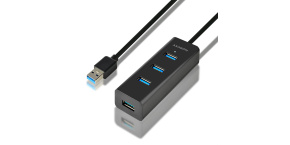 AXAGON HUE-S2BL, 4x USB 3.0 CHARGING hub, micro USB nap. konektor, kabel USB-A 1.2m