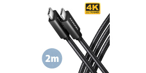 AXAGON BUCM32-CM20AB, SPEED+ kabel USB-C <-> USB-C, 2m, USB 20Gbps, PD 100W 5A, 4k HD, ALU, oplet, černý