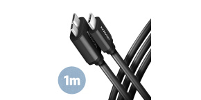 AXAGON BUMM3-CM10AB, SPEED kabel Micro-B USB <-> USB-C, 1m, USB 3.2 Gen 1, 3A, ALU, tpe, černý