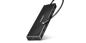 AXAGON HUE-F7C, 7x USB 3.2 Gen 1 ALU FLAT CHARGING hub, micro USB napájecí konektor, kabel USB-C 30cm