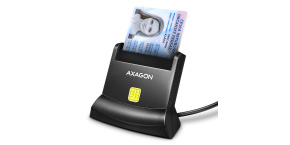 AXAGON CRE-SM4N, USB-A StandReader čtečka kontaktních karet Smart card (eObčanka), kabel 1.3m