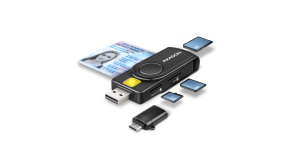 AXAGON CRE-SMP2A, USB-A PocketReader 4-slot čtečka Smart card (eObčanka) + SD/microSD/SIM