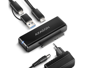 AXAGON ADSA-FPX, USB-C 10Gbps - SATA 6G, 2.5"/3.5" SSD/HDD FAST PORT X adaptér, vč. AC napáječe