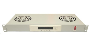 LEXI-Net 19" ventilační jednotka 1U, 2 ventilátory, LCD, digitální termostat, hloubka 200mm, šedá