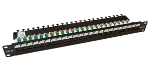 19" Patch panel LEXI-Net EXCLUSIVE 24port, UTP, 50µm, Cat5E, duální svorkovnice, černý