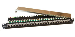 19" Patch panel LEXI-Net EXCLUSIVE 24port, FTP, 50µm, Cat5E, duální svorkovnice, černý