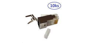 Konektor STP RJ45 (8p8c), Cat6A, 50µm, skládaný, drát - 10 ks