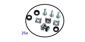Montážní sada M6 do rozvaděčů - 25ks (100x šroubek + 100x matka + 100x podložka), délka šroubu 20mm