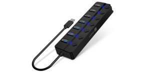 CONNECT IT USB Hub Mighty Switch 2, 4xUSB 3.0, 3xUSB 2.0, externí, černá