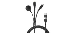 CONNECT IT Nabíjecí kabel Wirez 6v1, USB-C/USB, Lightning, Bezdrátová nabíječka na hodinky, 1.25m, černá