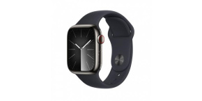 APPLE Watch Series 9 GPS + Cellular 45mm Graphite Stainless Steel Case with Midnight Sport Band - M/L