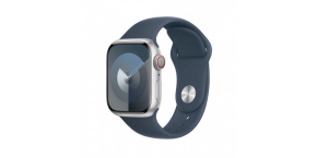 APPLE Watch Series 9 GPS + Cellular 45mm Silver Aluminium Case with Storm Blue Sport Band - M/L