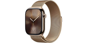 Apple Watch Series 10 GPS + Cellular 46mm Gold Titanium Case with Gold Milanese Loop - S/M