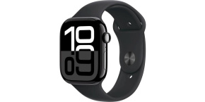 Apple Watch Series 10 GPS 42mm Jet Black Aluminium Case with Black Sport Band - S/M