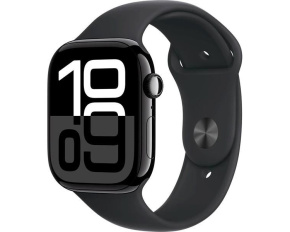 Apple Watch Series 10 GPS 46mm Jet Black Aluminium Case with Black Sport Band - S/M