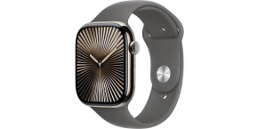 Apple Watch Series 10 GPS + Cellular 42mm Natural Titanium Case with Stone Grey Sport Band - M/L