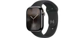 Apple Watch Series 10 GPS + Cellular 42mm Slate Titanium Case with Black Sport Band - S/M