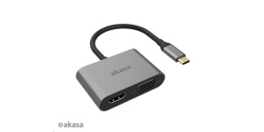 AKASA adaptér USB-C 2-in-1 (single or dual display output, HDMI & VGA)