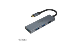 AKASA Hub USB-C 4x USB 3.0 port, Aluminium