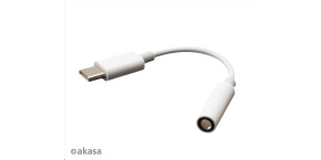 AKASA adaptér USB Type-C na 3.5 mm headphone jack adapter, 10cm, bílá