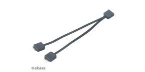 AKASA rozbočovač pro RGB LED 1x female/2x male, 2ks v balení, černá