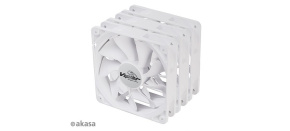 AKASA ventilátor Viper, White Fan 12cm, 120x120x25mm, HDB, 4 pin PWM, 3ks v balení, bílá