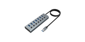 AKASA Hub 7 v 1, USB-A 3.2 Gen 1, šedá