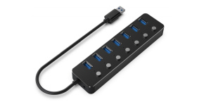 GEMBIRD hub, 7-port USB 3.1 (Gen 1) hub s vypínači