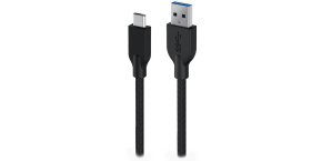 GENIUS nabíjecí kabel ACC-A2CC-3A, 100cm, USB-A na USB-C, 3A, QC3.0, opletený, černý