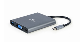 GEMBIRD CABLEXPERT USB-C 6-in-1 multi-port adapter (Hub3.1 + HDMI + VGA + PD + čtečka karet + stereo audio)