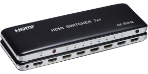 PremiumCord 4K@60hz HDMI switch 7:1 plastový s dálkovým ovladačem