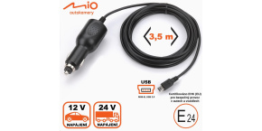 Mio cigaretová nabíječka 3.5 m ke kamerám Mio, mini-USB 5V, 2A (bulk)