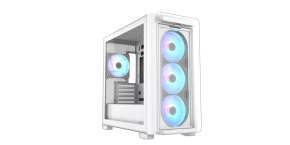 ASUS case A23 PLUS TG ARGB, Mini Tower, průhledná bočnice, 4x120mm ARGB Fan, bílá