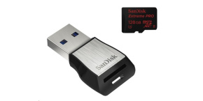 Sandisk MIcroSDXC karta 128GB Extreme PRO (275MB/s, Class 10 UHS-II U3) + USB 3.0 čtečka