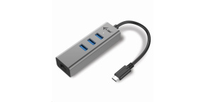 i-tec USB-C Metal 3-portový HUB s Gigabit Ethernet adapterem