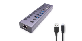 i-tec USB 3.0/USB-C nabíjecí HUB 9port LAN + Power Adapter 60 W