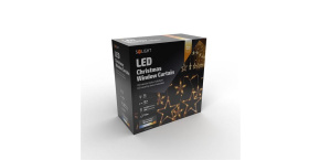 Solight LED vánoční závěs, hvězdy, šíře 1,8m, 77LED, IP20, 3xAA, USB