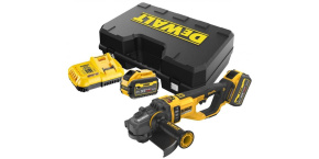 DCG460X2 DEWALT AKU 54V ÚHLOVÁ BEZUHLÍKOVÁ BRUSKA FLEXVOLT 230MM,2 X 9,0 AH BATERIE, NABÍJEČKA, KUFR