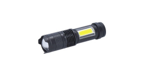 Solight LED nabíjecí kapesní svítilna se zoomem, 100lm + 70lm, Li-Ion, USB, černá